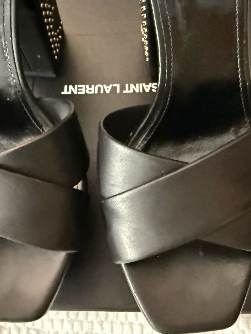 Saint Laurent Black Studded Platform Block Heels - Picture 2 of 10